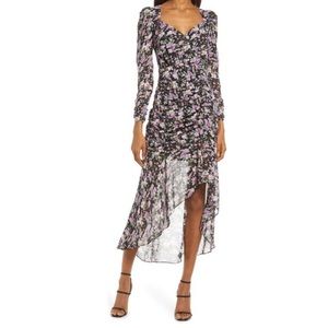 Floret Studios Ruched Long Sleeve Open Back dress NWT